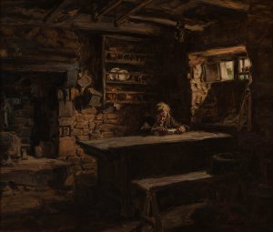 Interieur breton by Germain David-Nillet Oil Painting