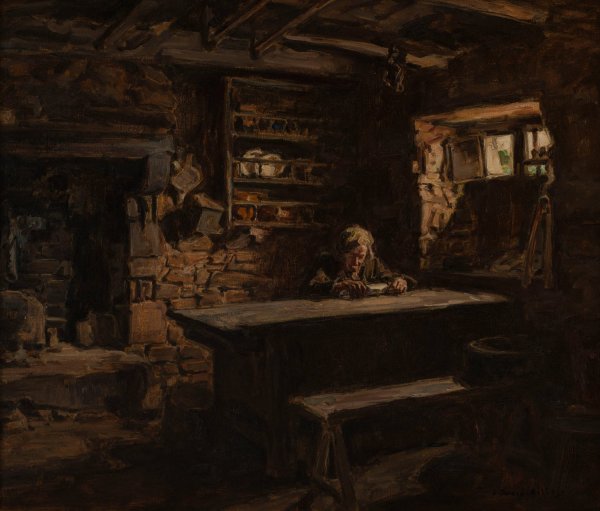 Main Product Photo of Interieur breton Painting by Germain David-Nillet