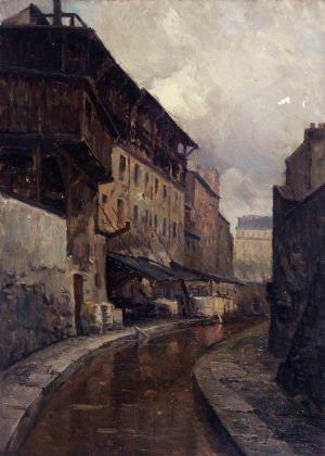 La Bievre, rue de Valence by Germain Eugene Bonneton Oil Painting
