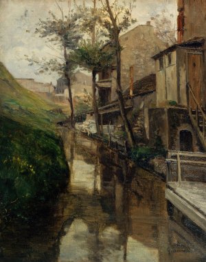 La Bievre, rue Vulpian by Germain Eugene Bonneton Oil Painting