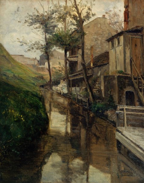 La Bievre, rue Vulpian  by Germain Eugene Bonneton - Hand-Painted Oil Painting Reproduction