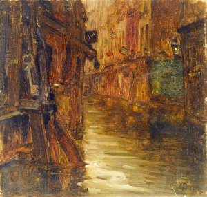 La rue de Bievre, vue du boulevard Saint-Germain by Germain Eugene Bonneton Oil Painting