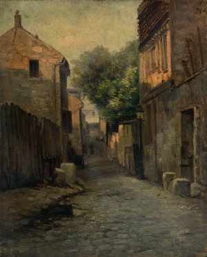 La rue de la Fontaine-a-Mulard by Germain Eugene Bonneton Oil Painting