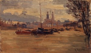 La Seine au pont des Invalides by Germain Eugene Bonneton Oil Painting