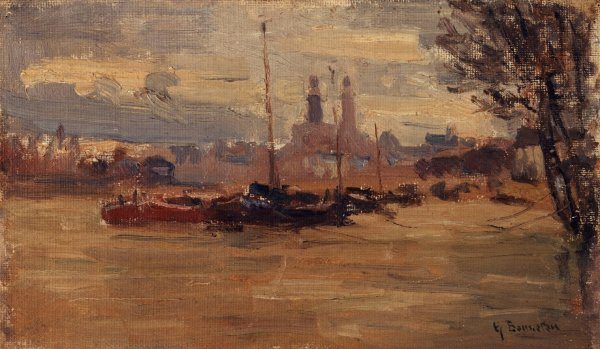 La Seine au pont des Invalides  by Germain Eugene Bonneton - Hand-Painted Oil Painting Reproduction