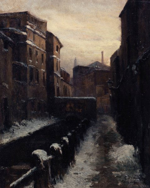 Vue de la Bievre, ruelle des Gobelins  by Germain Eugene Bonneton - Hand-Painted Oil Painting Reproduction