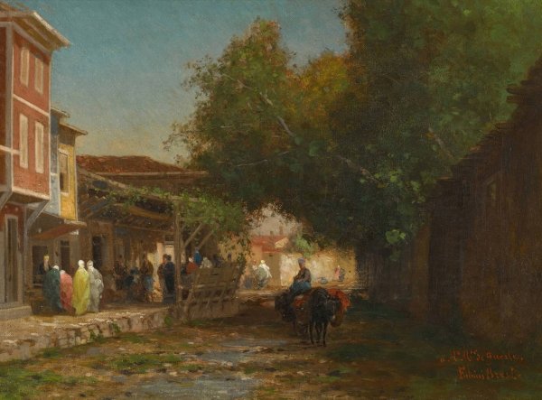 A Turkish Street by Germain Fabius Brest - Hand-Painted Oil Painting Reproduction