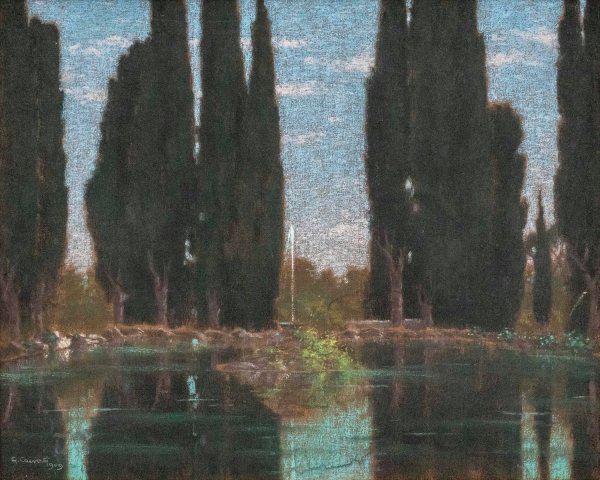 Main Product Photo of Der Zypressenteich in der Villa Falconieri  Painting by Gerolamo Cairati