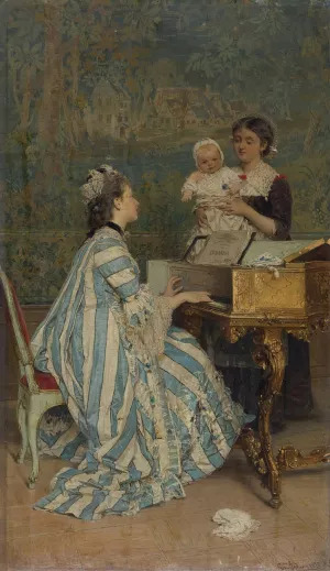 Baby's Delight by Gerolamo Induno Oil Painting
