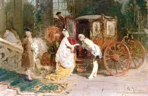 Il Baciamano Alla Carrozza by Gerolamo Induno Oil Painting