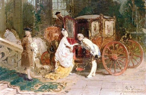 Main Product Photo of Il Baciamano Alla Carrozza Painting by Gerolamo Induno