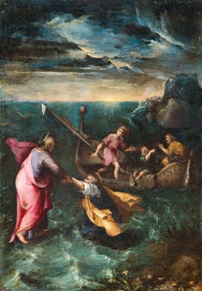 Christ Calming the Storm on the Sea of Galilee by Gerolamo Muziano - Hand-Painted Oil Painting Reproduction
