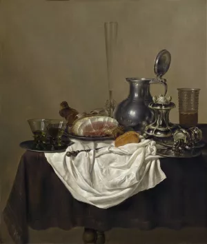 Still Life with Ham by Gerret Willemsz Heda Oil Painting