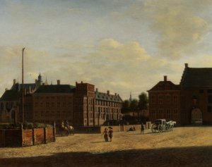 Plaats with The Binnenhof and The Gevangenport The Hague by Gerrit Adriaensz Berckheyde Oil Painting
