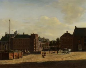 Plaats with The Binnenhof and The Gevangenport The Hague by Gerrit Adriaensz Berckheyde - Oil Painting Reproduction
