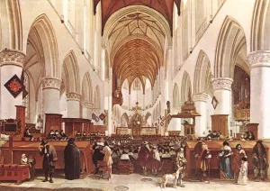 The Interior of the Grote Kerk St Bavo at Haarlem by Gerrit Adriaensz Berckheyde - Oil Painting Reproduction