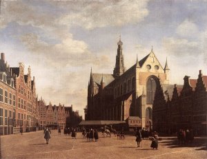 The Market Square at Haarlem with the St Bavo