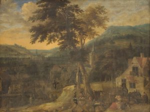 A Village Celebration by Gerrit Battem Oil Painting
