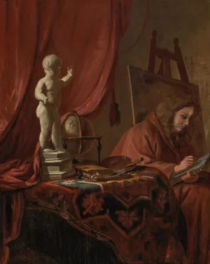 A painter in his studio by Gerrit Berckheyde Oil Painting
