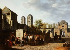 Fontaine publique et eglise Saint-Gereon a Cologne by Gerrit Berckheyde Oil Painting