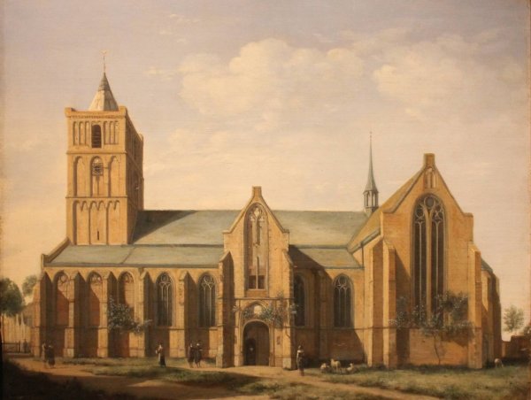 The Church of Noordwijk by Gerrit Berckheyde - Hand-Painted Oil Painting Reproduction