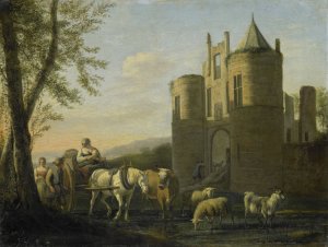 The Main Gate to Egmond Castle by Gerrit Berckheyde Oil Painting