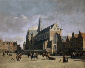 The Market Place in Haarlem by Gerrit Berckheyde Oil Painting