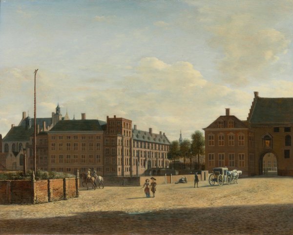 The Plaats With The Binnenhof And The Gevangenpoort, The Hague by Gerrit Berckheyde - Hand-Painted Oil Painting Reproduction