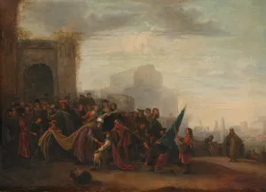 Saul Welcoming David after his Victory over Goliath Oil painting by Gerrit De Wet