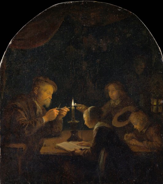 An Evening School  by Gerrit Dou - Hand-Painted Oil Painting Reproduction