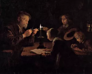 An Evening School by Gerrit Dou - Oil Painting Reproduction