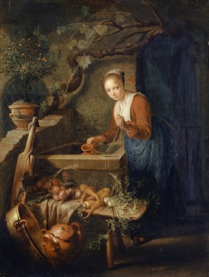 Kitchen Maid at the Well by Gerrit Dou Oil Painting