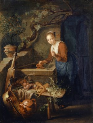 Kitchen Maid At The Well by Gerrit Dou Oil Painting
