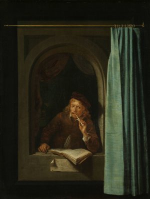 Man Smoking a Pipe by Gerrit Dou Oil Painting