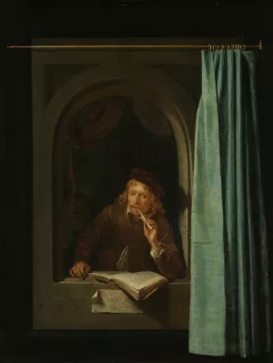 Man Smoking a Pipe by Gerrit Dou Oil Painting