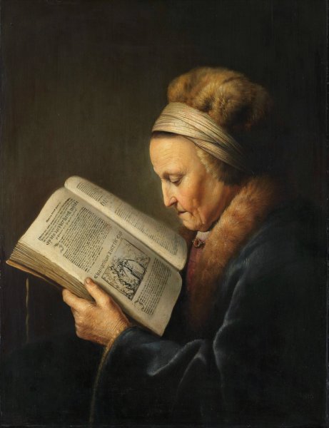 Old Woman Reading  by Gerrit Dou - Hand-Painted Oil Painting Reproduction