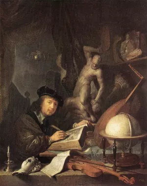 Painter in His Studio by Gerrit Dou - Oil Painting Reproduction