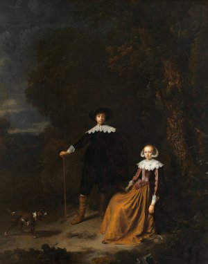 Portrait of a Couple in a Landscape by Gerrit Dou Oil Painting