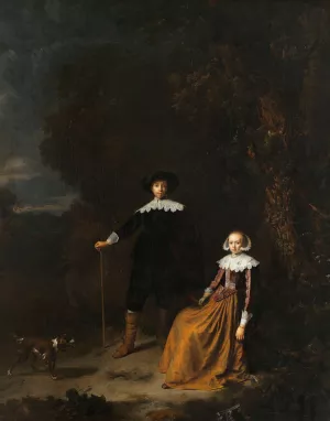 Portrait of a Couple in a Landscape by Gerrit Dou Oil Painting