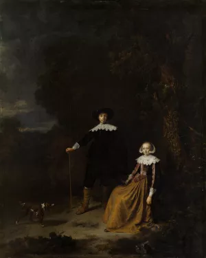 Portrait of a Couple in a Landscape by Gerrit Dou Oil Painting