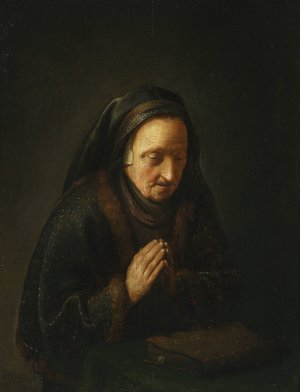 Praying old woman by Gerrit Dou Oil Painting