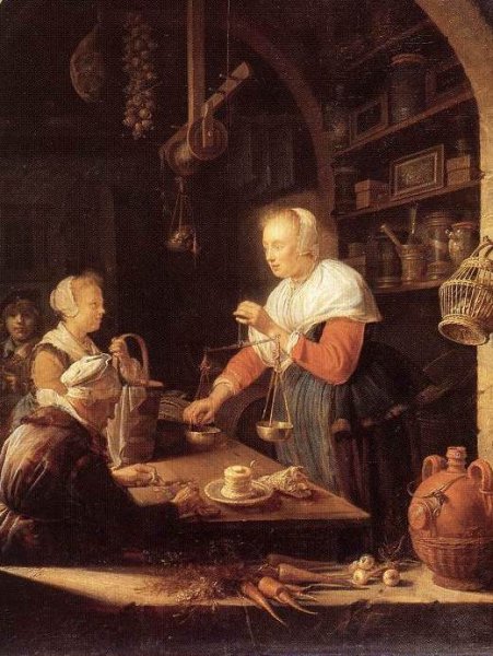 Main Product Photo of The Grocer's Shop Painting by Gerrit Dou