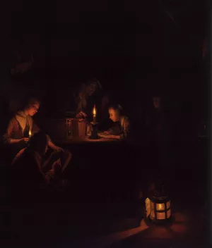 The Night School Detail Oil painting by Gerrit Dou