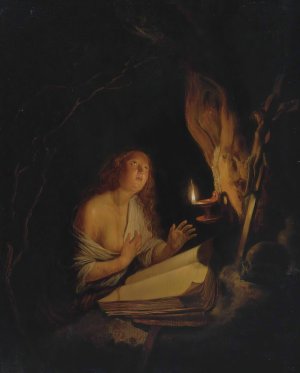 The Penitent Magdalene By Candlelight Oil painting by Gerrit Dou