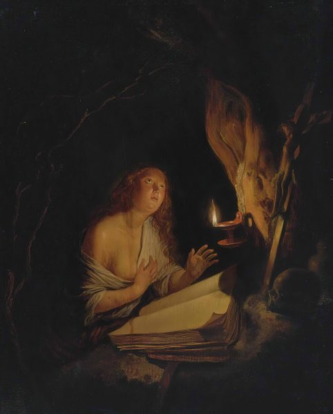 The Penitent Magdalene By Candlelight by Gerrit Dou - Hand-Painted Oil Painting Reproduction