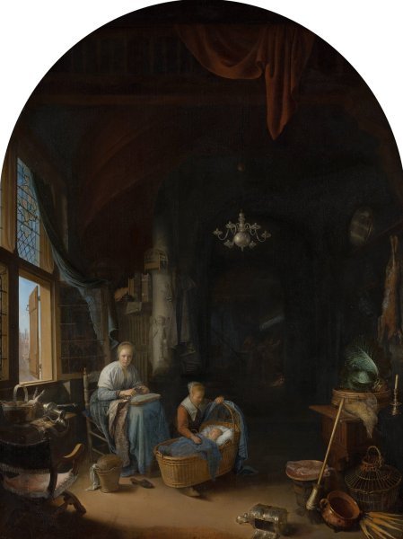 The Young Mother  by Gerrit Dou - Hand-Painted Oil Painting Reproduction