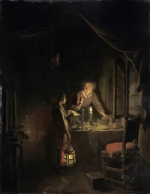 Woman Tidying the Supper Table by Gerrit Dou Oil Painting
