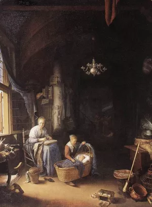 Young Mother Oil painting by Gerrit Dou