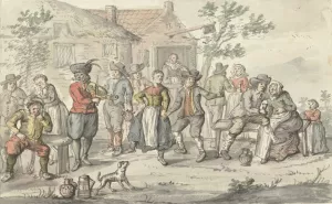 Vrolijk gezelschap voor een herberg Oil painting by Gerrit Grasdorp