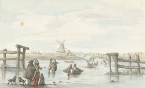 Wintergezicht op het Zwarte Water bij Zwolle by Gerrit Grasdorp Oil Painting